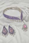 Shop_kavipushp_Flower Collar Elegant Necklace Jewellery Set _at_Aza_Fashions