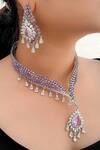 Buy_kavipushp_Flower Collar Elegant Necklace Jewellery Set _at_Aza_Fashions
