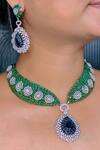 Buy_kavipushp_Cz Green Stone Choker Necklace Jewellery Set _at_Aza_Fashions
