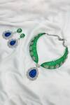 Shop_kavipushp_Cz Green Stone Choker Necklace Jewellery Set _at_Aza_Fashions
