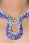 kavipushp_Purple Diamonds Ad Stone Choker Necklace Set _Online_at_Aza_Fashions