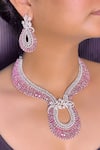 Buy_kavipushp_Ad Pink Stone Choker Necklace Jewellery Set _at_Aza_Fashions