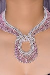 Buy_kavipushp_Ad Pink Stone Choker Necklace Jewellery Set _Online_at_Aza_Fashions