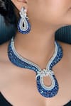 Buy_kavipushp_Ad Blue Stone Choker Necklace Jewellery Set _at_Aza_Fashions