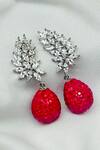 Shop_kavipushp_Emerald Red Drop Earring Set _at_Aza_Fashions