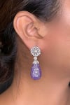 Buy_kavipushp_Emerald Purple Drop Earring Set _at_Aza_Fashions