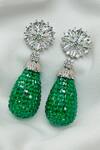 Shop_kavipushp_Emerald Green Drop Earring Set _at_Aza_Fashions