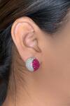 Buy_kavipushp_Elegant Red Crystal And Silver Stud Earrings _at_Aza_Fashions