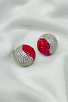 Shop_kavipushp_Elegant Red Crystal And Silver Stud Earrings _at_Aza_Fashions