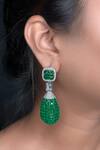 Buy_kavipushp_Green And Silver Stud Danglers And Drops _at_Aza_Fashions