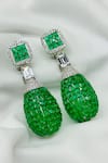 Shop_kavipushp_Green And Silver Stud Danglers And Drops _at_Aza_Fashions