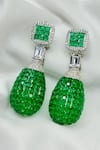 kavipushp_Green And Silver Stud Danglers And Drops _Online_at_Aza_Fashions