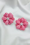 kavipushp_Pink Diamonds Diamond-studded Flower Earrings _Online_at_Aza_Fashions