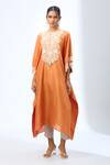 Buy_Prisho_Orange 3d Flower Embroidered Kaftan Set _Online_at_Aza_Fashions