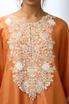 Shop_Prisho_Orange 3d Flower Embroidered Kaftan Set 