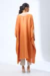 Shop_Prisho_Orange 3d Flower Embroidered Kaftan Set _at_Aza_Fashions