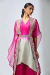 Prisho_Fuchsia Embroidered Cape And Ombre Kurta Set _Online_at_Aza_Fashions