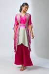 Buy_Prisho_Fuchsia Embroidered Cape And Ombre Kurta Set _Online_at_Aza_Fashions