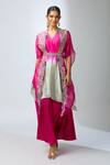Shop_Prisho_Fuchsia Embroidered Cape And Ombre Kurta Set _Online_at_Aza_Fashions