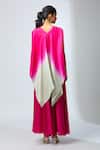 Shop_Prisho_Fuchsia Embroidered Cape And Ombre Kurta Set _at_Aza_Fashions