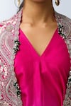 Prisho_Fuchsia Embroidered Cape And Ombre Kurta Set _Online