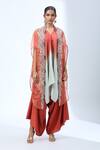 Buy_Prisho_Orange Floral Embroidered Cape And Ombre Kurta Set _Online_at_Aza_Fashions