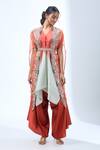 Shop_Prisho_Orange Floral Embroidered Cape And Ombre Kurta Set _Online_at_Aza_Fashions