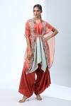 Buy_Prisho_Orange Floral Embroidered Cape And Ombre Kurta Set _at_Aza_Fashions