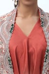 Buy_Prisho_Orange Floral Embroidered Cape And Ombre Kurta Set 