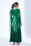 Shop_Prisho_Green Floral Embroidered Cape Asymmetric Kurta Set _at_Aza_Fashions