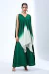 Buy_Prisho_Green Floral Embroidered Cape Asymmetric Kurta Set _Online_at_Aza_Fashions