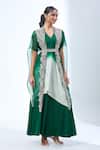 Shop_Prisho_Green Floral Embroidered Cape Asymmetric Kurta Set _Online_at_Aza_Fashions
