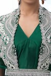 Buy_Prisho_Green Floral Embroidered Cape Asymmetric Kurta Set 