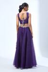 Prisho_Purple Paisley Motif Embroidered Cape Set _Online_at_Aza_Fashions
