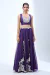 Buy_Prisho_Purple Paisley Motif Embroidered Cape Set _Online_at_Aza_Fashions