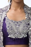 Prisho_Purple Paisley Motif Embroidered Cape Set _at_Aza_Fashions