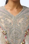 Prisho_Cream Dori Embroidered Kaftan And Draped Pant Set _at_Aza_Fashions