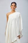 Prisho_Ivory Floral Embroidered Asymmetric Kurta Set _at_Aza_Fashions