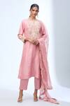 Buy_Prisho_Pink Lampi Embroidered Kurta Set _at_Aza_Fashions