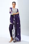Buy_Prisho_Purple Gota Embroidered Kurta Dhoti Pant Set _at_Aza_Fashions