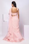 Shop_Smriti By Anju Agarwal_Pink Chiffon, Silk Embroidery, Beads Nova Pre-draped Saree Set _at_Aza_Fashions