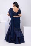 Shop_Smriti By Anju Agarwal_Blue Chiffon, Silk Sequins, Embroidery Nova Drape Saree Set _at_Aza_Fashions