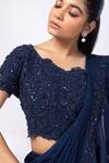 Buy_Smriti By Anju Agarwal_Blue Chiffon, Silk Sequins, Embroidery Nova Drape Saree Set _Online_at_Aza_Fashions