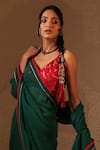 Shop_Avaha_Gulaal Dark Green Saree _at_Aza_Fashions