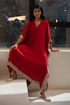 Shop_Avaha_Red Sindoori Kaftan With Tassel Trim _Online_at_Aza_Fashions
