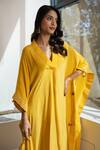 Avaha_Yellow Piyar Kaftan _Online_at_Aza_Fashions