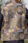 Shop_Taber Tikri_Blue Mughal Printed Nehru Jacket Set For Boys _at_Aza_Fashions