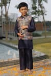 Buy_Taber Tikri_Blue Mughal Printed Nehru Jacket Set For Boys _at_Aza_Fashions