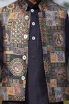 Buy_Taber Tikri_Blue Mughal Printed Nehru Jacket Set For Boys _Online_at_Aza_Fashions