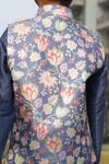Shop_Taber Tikri_Blue Floral Printed Nehru Jacket Set For Boys _at_Aza_Fashions